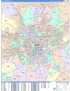 San Antonio  Wall Map Color Cast Style